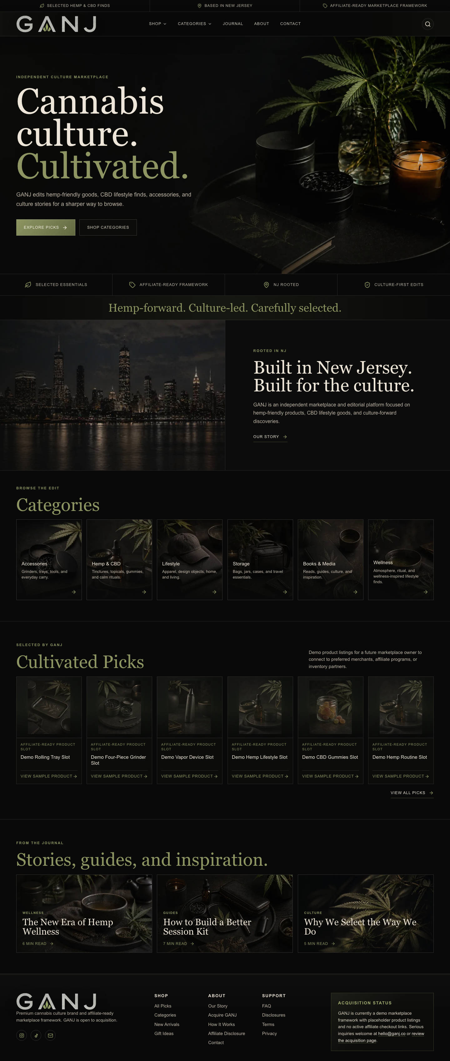GANJ full-page website capture