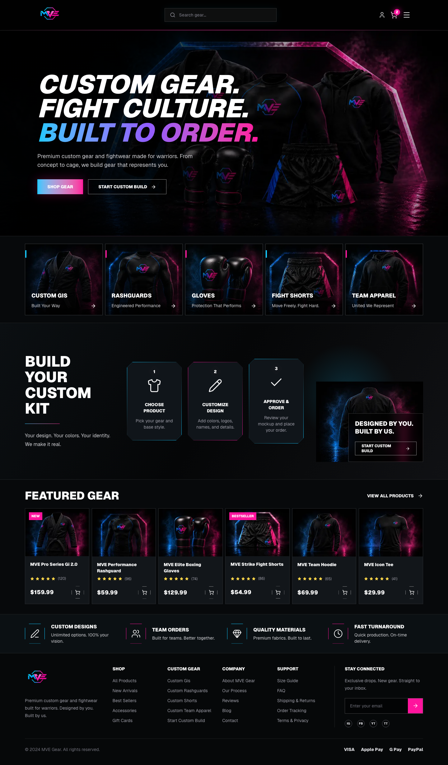 MVE Gear full-page website capture